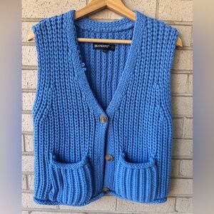 Blank NYC Textured Blue Cardigan Vest Medium